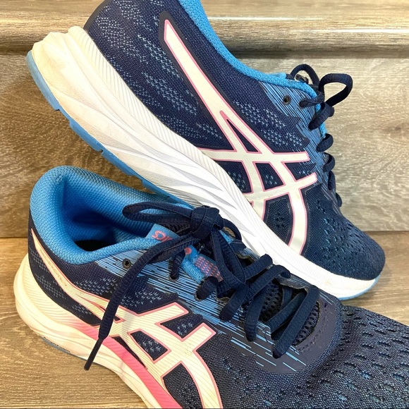 Asics Women Gel-Excite 7 Running Shoes Amplifoam LaceUp Blue/White/Pink 1012A875 - Picture 3 of 12